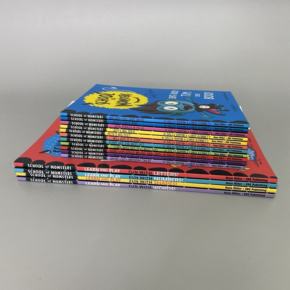 School of Monsters Book Lot 11 plus 4 Kids Learning Readers Workbooks Ages 3-5